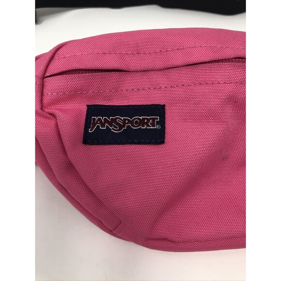 Jansport Neon Pink Canvas Full Zip Fanny Pack Adjustable Waist 2 Pocket Y2K 90s - Picture 3 of 9